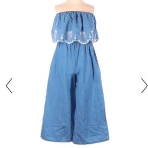 NWT Jessica Simpson Embroidered Chambray Jumpsuit